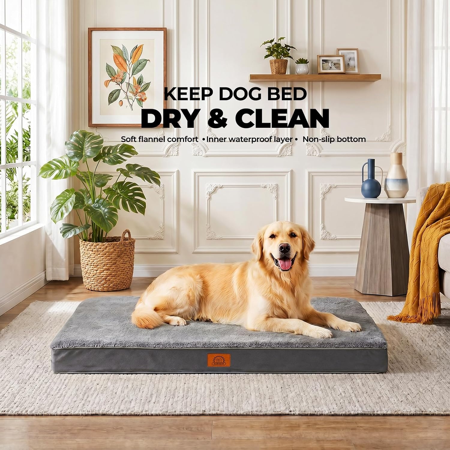 image:imageDog Bed Covers Replacement Washable Soft Removable Cover Zippered for Pets Extra Large Waterproof Pet Bed Cover Easy to Clean Soft Plush Dog Bed Sheets 44x32x3 Inch Replacement Cover OnlyDark Gray