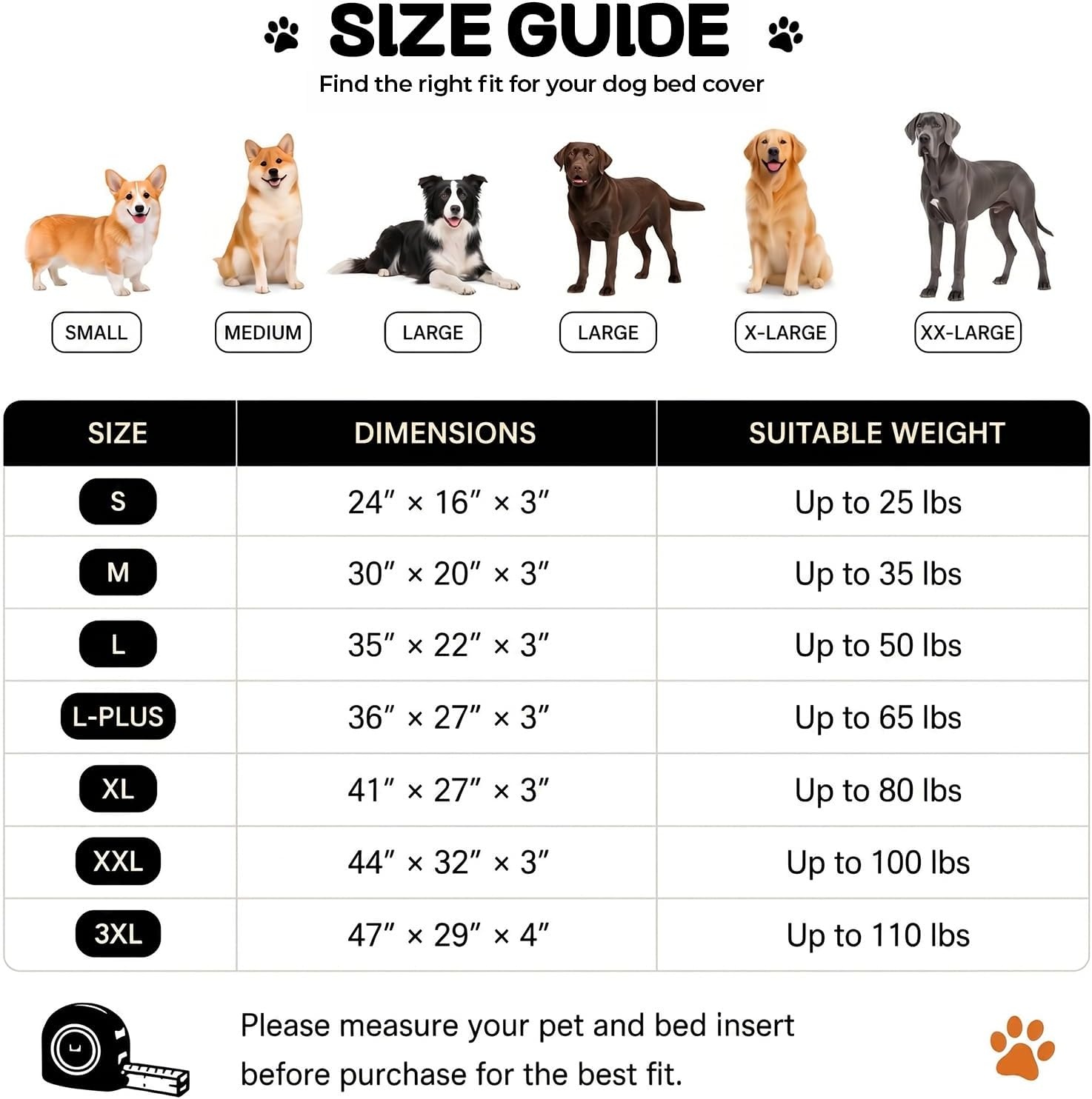image:imageDog Bed Covers Replacement Washable Soft Removable Cover Zippered for Pets Extra Large Waterproof Pet Bed Cover Easy to Clean Soft Plush Dog Bed Sheets 44x32x3 Inch Replacement Cover OnlyDark Gray