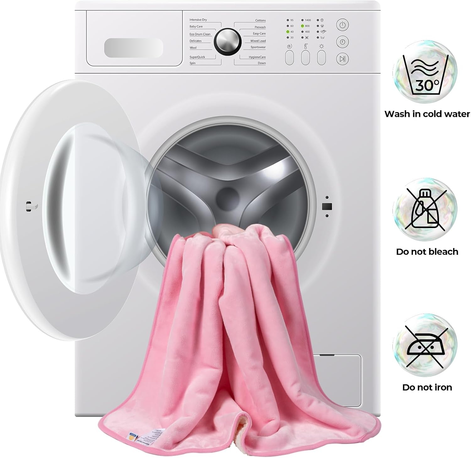 image:imageSunheir Waterproof Blanket for King Size Bed 108x86 Soft Reversible Sherpa Fleece Flannel Dog Blankets for Large Dogs Pet Blanket for Bed Couch Soft Plush Furniture Protector PinkPink