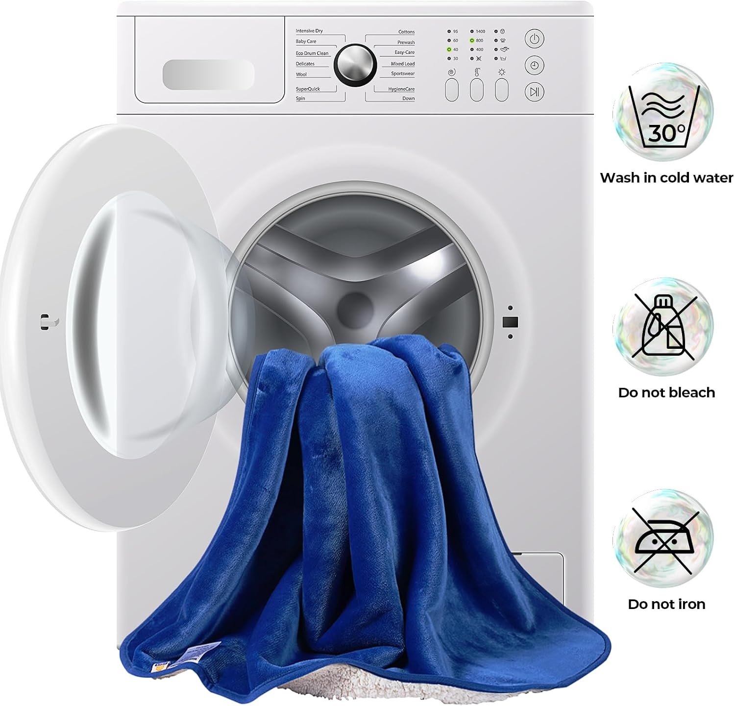 image:imageSunheir Waterproof Blanket for King Size Bed 108x86 Soft Reversible Sherpa Fleece Flannel Dog Blankets for Large Dogs Pet Blanket for Bed Couch Soft Plush Furniture Protector PinkBlue