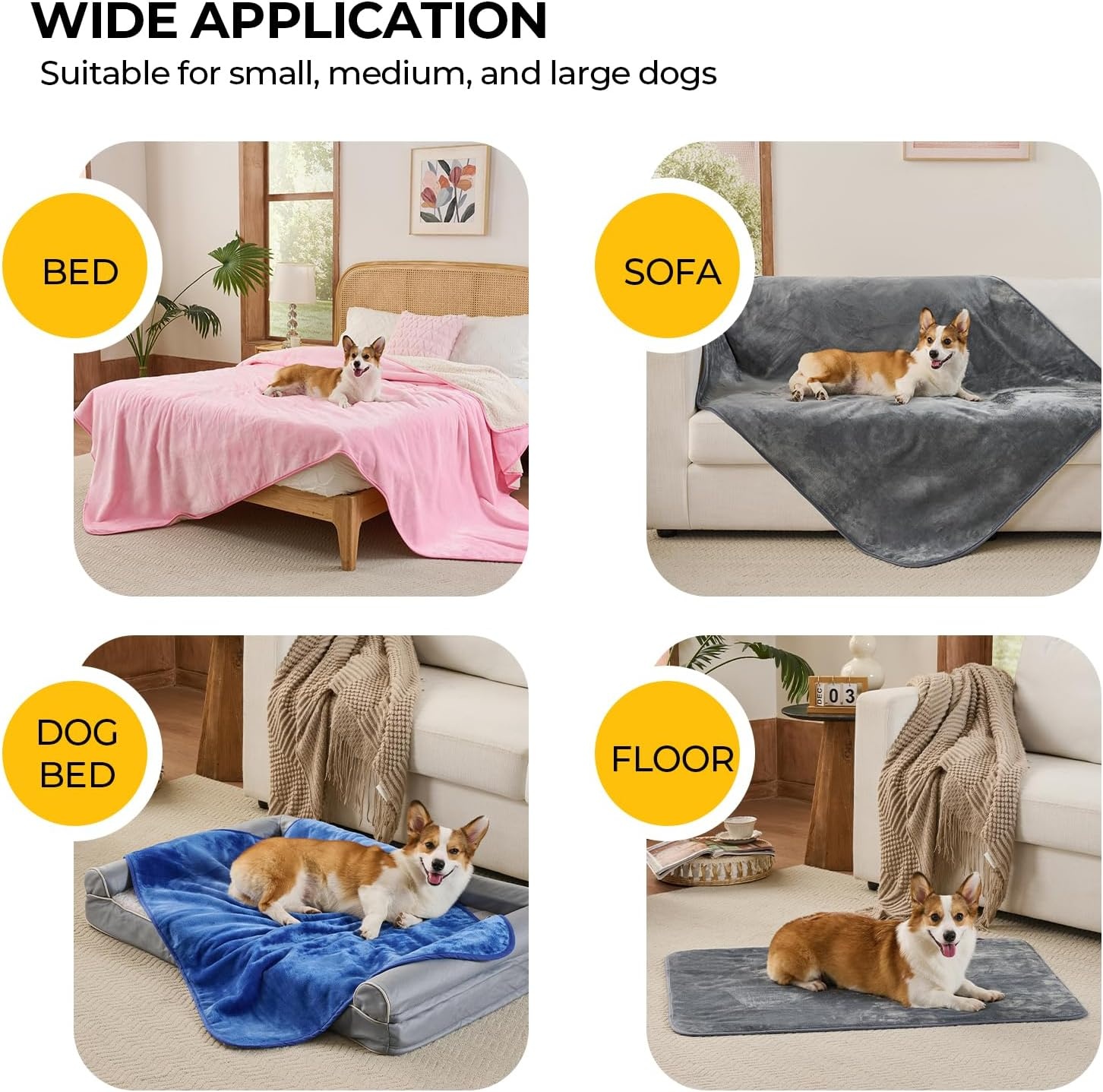 image:imageSunheir Waterproof Blanket for King Size Bed 108x86 Soft Reversible Sherpa Fleece Flannel Dog Blankets for Large Dogs Pet Blanket for Bed Couch Soft Plush Furniture Protector PinkBlue