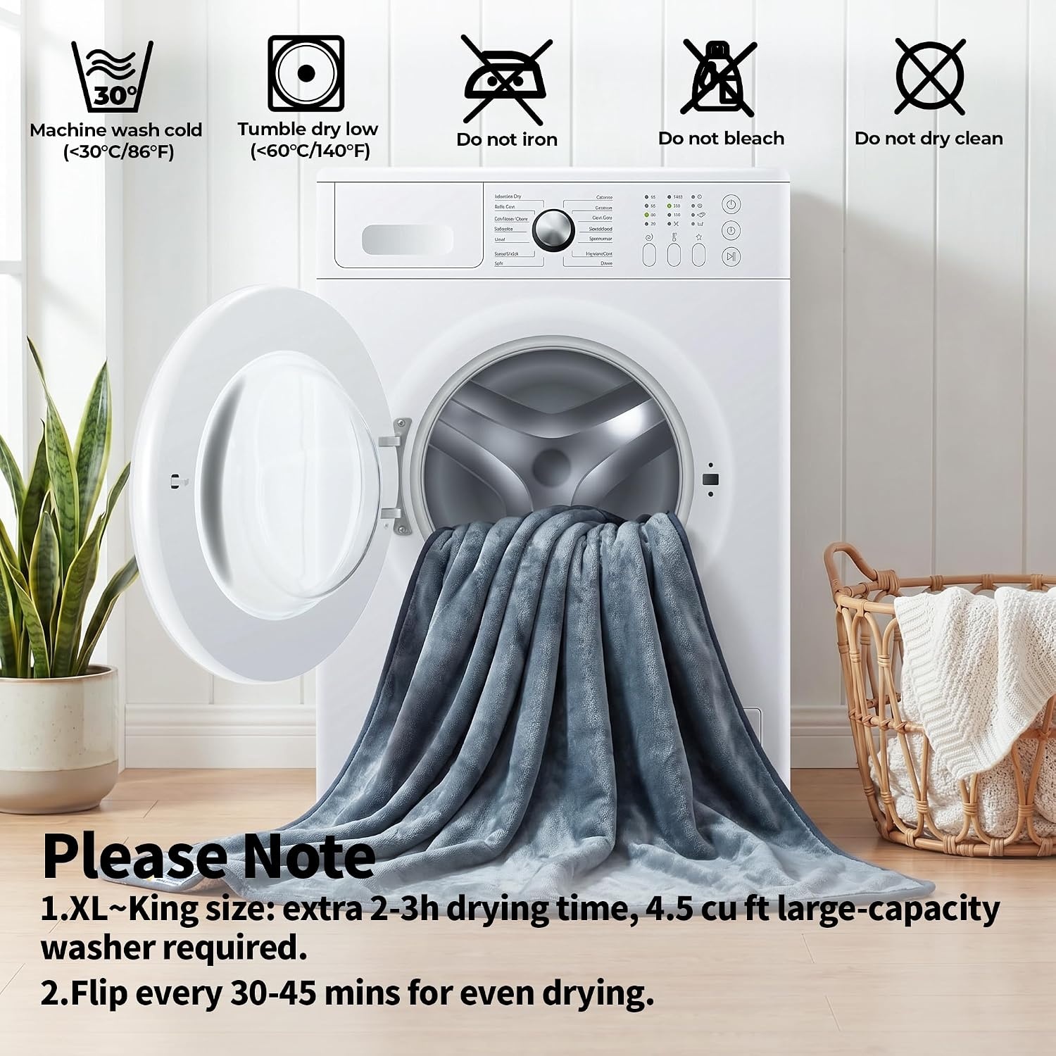 image:imageSunheir Waterproof Blanket for King Size Bed 108x86 Soft Reversible Sherpa Fleece Flannel Dog Blankets for Large Dogs Pet Blanket for Bed Couch Soft Plush Furniture Protector PinkGrey