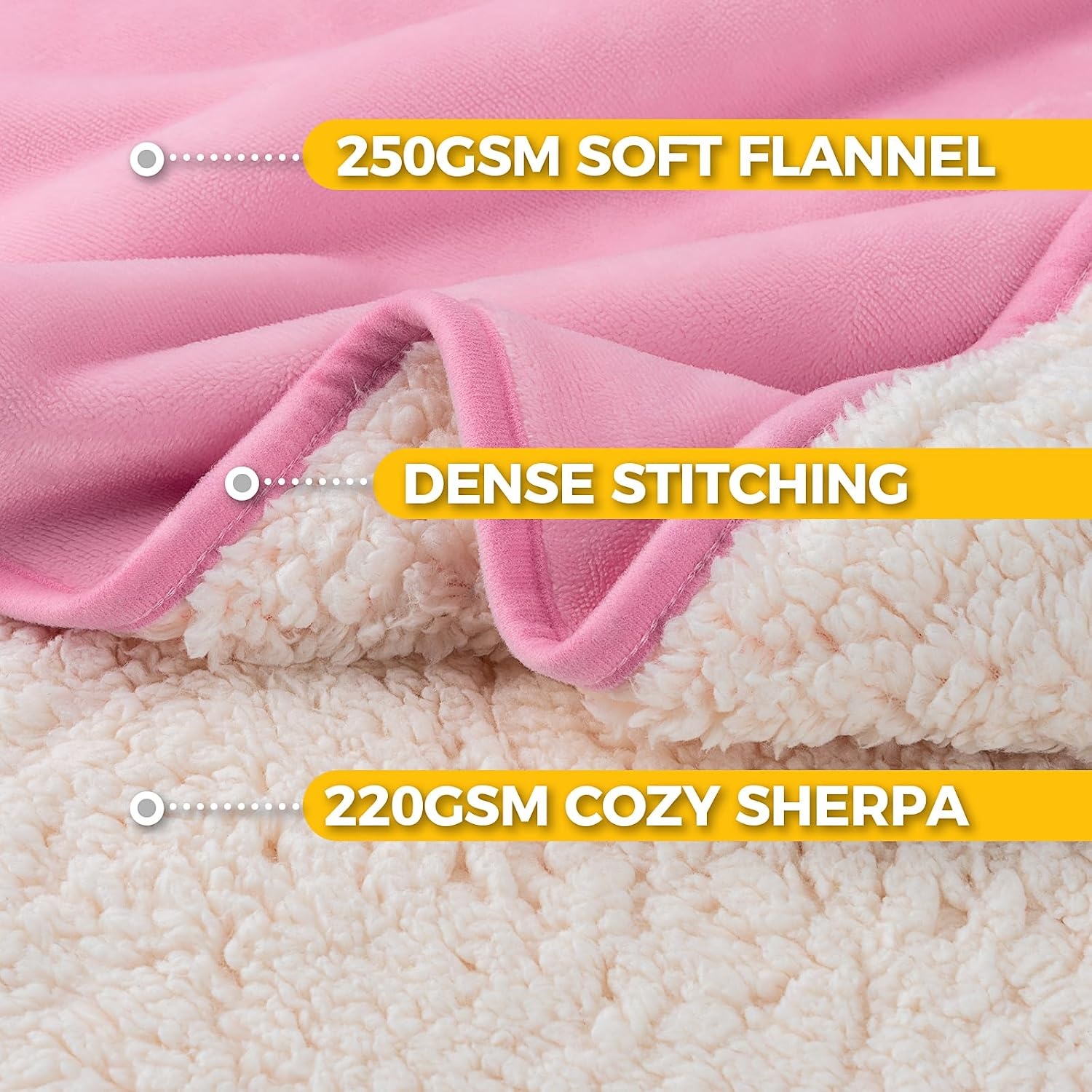 image:imageSunheir Waterproof Blanket for King Size Bed 108x86 Soft Reversible Sherpa Fleece Flannel Dog Blankets for Large Dogs Pet Blanket for Bed Couch Soft Plush Furniture Protector PinkPink