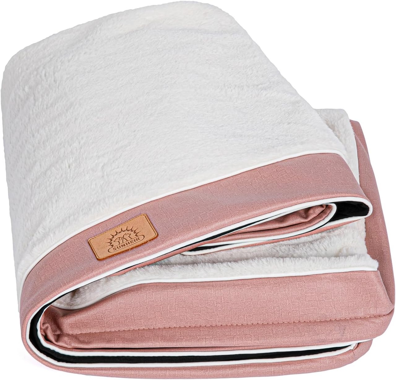 image:imageSunheir Waterproof Dog Bed Covers Replacement Washable Pet Bed Cover Only Removable MachineWashable Soft Plush Cover in EasyClean NonSlip Bottom Zipper Closure 36x27x3 Inches GreyPink