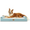 image:imageSunheir Large Deluxe Plush amp Faux Leather Orthopedic Bed for Large Jumbo Medium Small Dog Breeds Waterproof Couch With Washable Removable Cover Bolster Zipper  Sky Blue