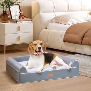 Sunheir Orthopedic Dog Bed for Medium Dogs – Plush Waterproof Dog Sofa Beds with Removable Washable Cover, Waterproof Lining, Bolster, Zipper, Grey
