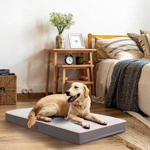 Sunheir Orthopedic Dog Beds Large Sized Dog, Big Waterproof Dog Crate Pad | Removable Washable Cover, Egg Crate Foam Support, Anti-Slip Bottom, Soft Plush Large Pet Bed Mat for Crate, Light Grey(Light Grey)