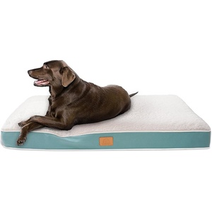 Sunheir Orthopedic Dog Beds Large Sized Dog, Big Waterproof Dog Crate Pad | Removable Washable Cover, Egg Crate Foam Support, Anti-Slip Bottom, Soft Plush Large Pet Bed Mat for Crate, Light Grey(Blue)