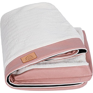 Sunheir Waterproof Dog Bed Covers Replacement Washable, Pet Bed Cover Only | Removable Machine-Washable Soft Plush Cover in Easy-Clean, Non-Slip Bottom, Zipper Closure, 36x27x3 Inches, Grey(Pink)