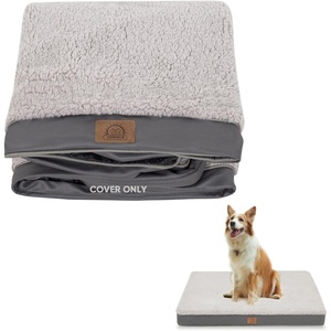 Sunheir Waterproof Dog Bed Covers Replacement Washable, Pet Bed Cover Only | Removable Machine-Washable Soft Plush Cover in Easy-Clean, Non-Slip Bottom, Zipper Closure, 36x27x3 Inches, Grey(Grey)